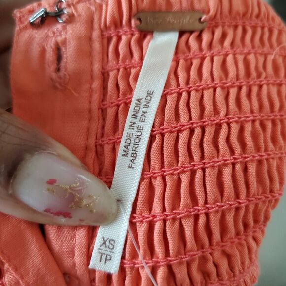 Free People Midi Dress Women Small Orange Sweetheart 100% Cotton Sleeveless NEW - Picture 8 of 10